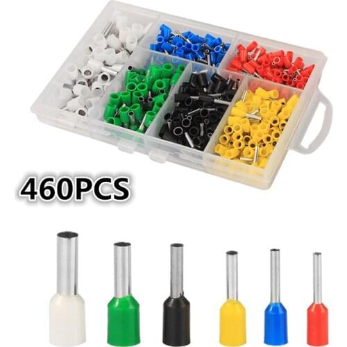 460Pcs Cord Pin End Terminals Wire Copper Crimp Connector Insulated Bootlace Ferrules 22-12AWG Terminators Kit