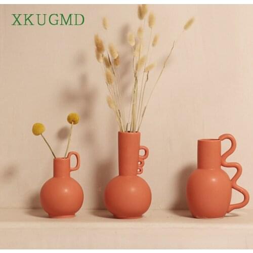 Creative Nordic Ceramic Vase Guest Restaurant Desktop Flower Arrangement Container Dried Flower Art Vases Home Decor Ornaments