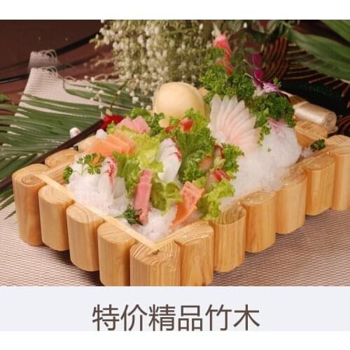 Round wooden container with feet Japanese Korean sushi sashimi ice plate seafood Taiwan bamboo sushi plate cooking box tableware