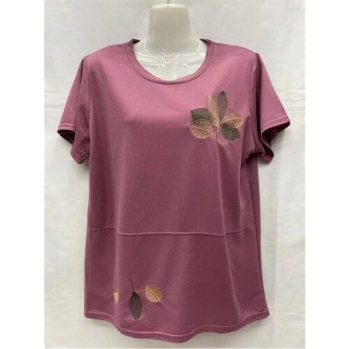 2021 Middle-aged Elderly Summer Womens Clothes Round Neck Short-sleeved Pajamas T-shirt Thin Cotton Big Size Mothers Nightwear