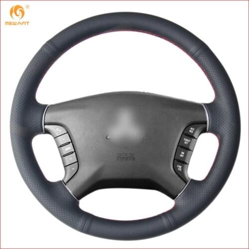 MEWANT for Mitsubishi Pajero 2007-2014 Galant 2008-2012 Black Artificial Leather Car Steering Wheel Cover Interior Accessories