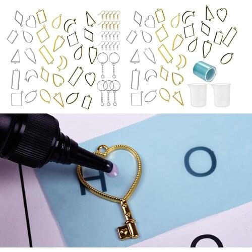 Fashion DIY Necklace Jewelry Alloy Making Pendants Frame Bezel Hollow Resin Geometric Handmade Bezel Mold
