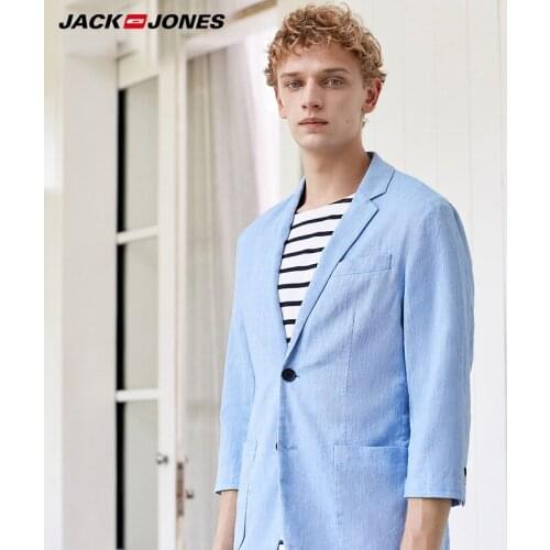JackJones Mens Slim Fit Cotton Linen Suit Jacket |21918P501