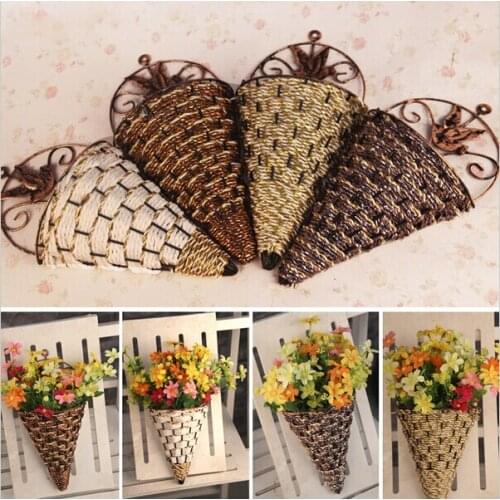Rattan Wall Hanging Wall Mounted Vase for Artificial Flowers Plants Table Wedding Party home decoration flower vase HP013
