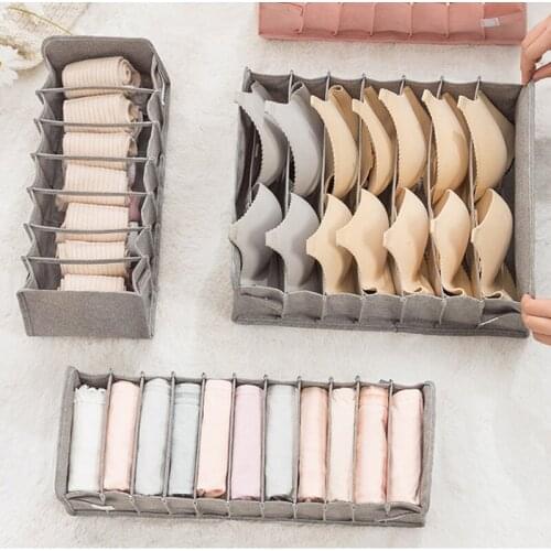 Underwear Organizer Box Foldable Wardrobe Clothes Storage Box For Panty Socks Clothes Bra Grid Drawer Storage Organizers New