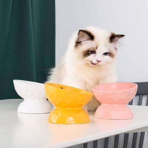 Elevated High Food Drinking Feeder For Cats Dogs Ceramic Dishes Stuff Pet Accessories Product For Animals Bowl