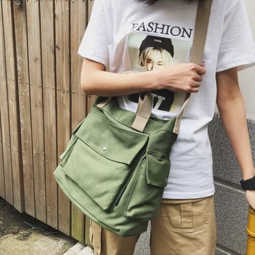 Teenager Canvas Fabric Tote Bag 2021 Female Student Ecology Cotton Harajuku Cyber High Street Daily Big Capacity Messenger Bag