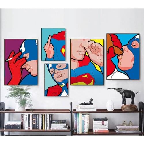 Marvel Poster Canvas Print Picture Funny Superheroes Private Life Wall Art Painting Cartoon Spiderman for Home Decoration