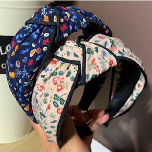 Adults Face Wash Headwear Flower Print Headband Wide Women Hair Accessories Big Bow Knotted Hairbands Teen Girls Bow Hair Hoop