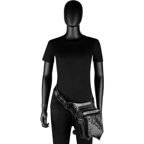 Q1QA Side Wallet Punk Rock Leg Bag Crossbody Messenger Bags Handbag Hip Holster Pouch for Women Girls Black Pu Waist Bag