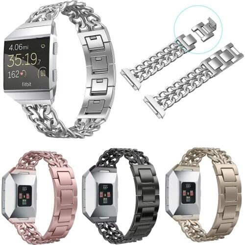 Removable Link Stainless Steel Metal Chain Bracelet for Fitbit Ionic Watch Band Replacement Wrist Strap Wristband