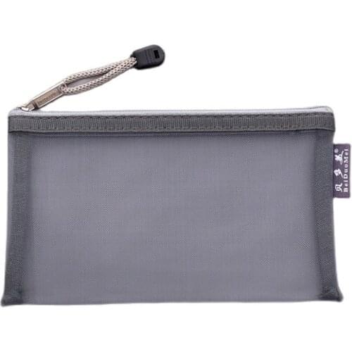 Mesh Storage Bag Pencil Case Zipper-Up Examination Large Capacity A6 Storage Desk Transparent Stationery Bag Child School Bags