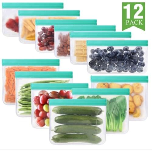 Silicone Food Bag Frosted PEVA Reusable Food Storage Bags Top Leakproof Food Freezer Bag Kitchen Organizer Fresh-keeping Bag