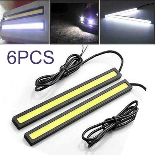 6pcs 17cm LED COB Daytime Running Light Waterproof DC12V Car Light Source Parking Fog Bar Lamp strip for Universal Car Driving