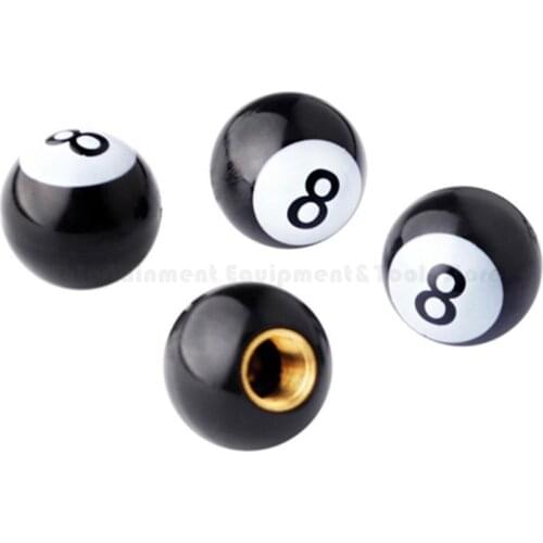 4pcs Universal Tire Valve Stem Caps Billiards Black 8 Ball Shape Auto Car Truck Mountain Bike Wheel Air Valve Stem Caps