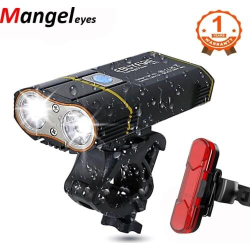 4400mAh Rainproof Bicycle Front Light USB Rechargeable Lamp LED Aluminum Bike Lights Headlight With Taillight Cycling Flashlight