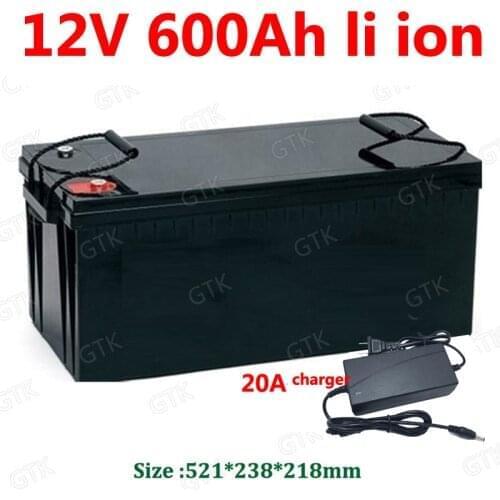 2pcs Waterproof 12V 600AH lithium ion battery 300A BMS li ion batetry for caravan Solar energy storage golf cart + 20A Charger
