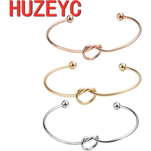 2pcs Trend DIY Charm Jewelry Stainless Steel Accessories Adjustable Heart Love Bangle Bracelet for Women Simple Handmake Gifts