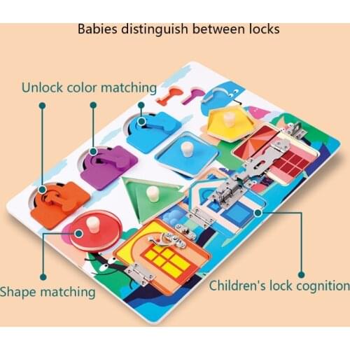 1Pc Montessori Improve Intelligence Locks&Latches Activity Board Learning Game Toy for Kids Boys Novelty Children Game Toys