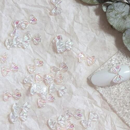 10pc/1bag 3D Aurora Laser Bowknot Nail Art Accessories Mixed Lce Through Korean Three Dimensional Nail Polish Decals Decoration