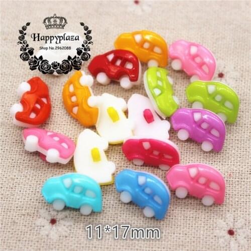 100pcs Mix Colors Cartoon Car Plastic Shank Buttons Clothing Accessories Sewing Supplies,11*17mm