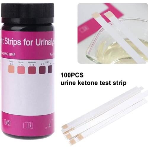 100Pcs Ketone Test Paper Strips Urine Reagent Tester Anti-VC Urinalysis Tool The test strip has anti-VC interference ability