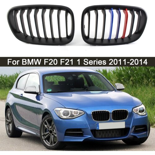 2Pcs Matte Black M Style Car Front Bumper Kidney Grille Sport Grills For BMW 1 Series F20 F21 116i 118i 120i 125i 135i 2011-2014