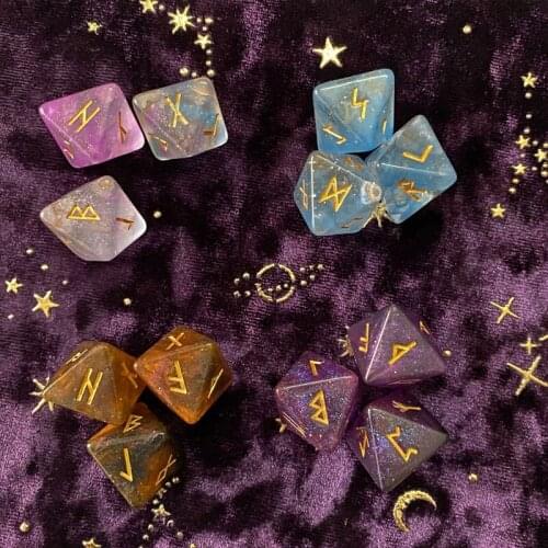 3 Pcs 8-Sided Rune Dice Resin Assorted Polyhedral Dices Set Divination Table Board Roll Party Cards Playing Game Toys
