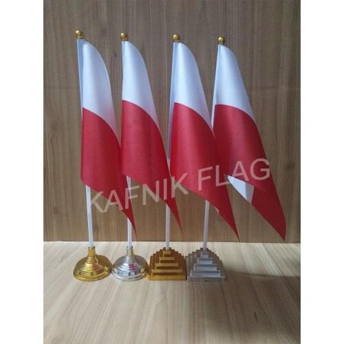 KAFNIK,5/10pcs a lot Poland table desk flag banner 14*21cm flag /Plastic flags or suction cups for your choice free shipping