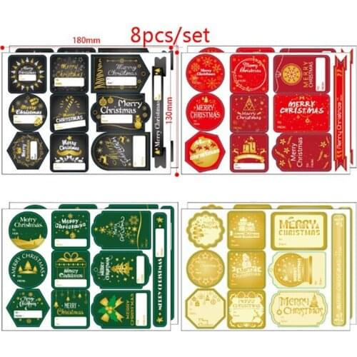 8sheet/set Name Labels Christmas Sticker Christmas Gift Tag Adhesive Decorative Stickers for Christmas Holiday