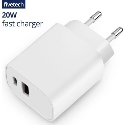 Fivetech 20W PD 3.0 Fast Charging Adapter For iPhone 12 Pro Max/12 Pro/12Mini/11 Samsung EU US UK Plug USB Type C Quick Chargers
