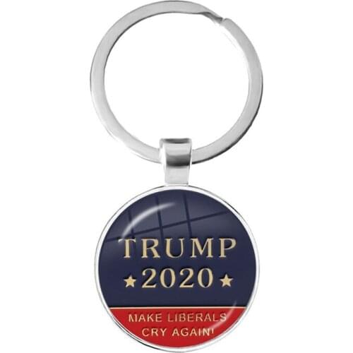 Keep America Great Glass Cabochon Keychain USA Flag Trump 2020 American Election Keyring Keyholder Jewrlry For Support