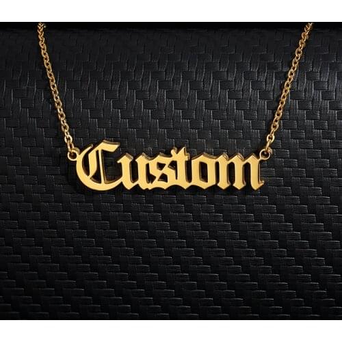 Stainless Steel Chain Personalized Custom Old English Name Necklaces For Women Men Gold Silver Color Pendant Necklace Jewelry