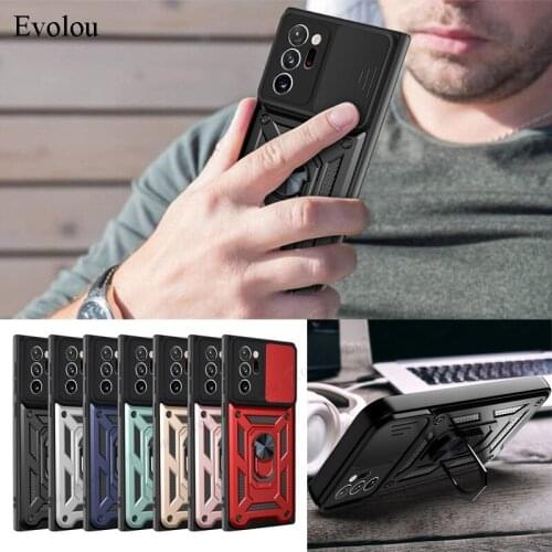 Armor Shockproof Magnetic Holder Cover For Samsung S21 Ultra S20 FE A32 A52 A72 A30 A71 A51 A02S Slide Camera Protection Case