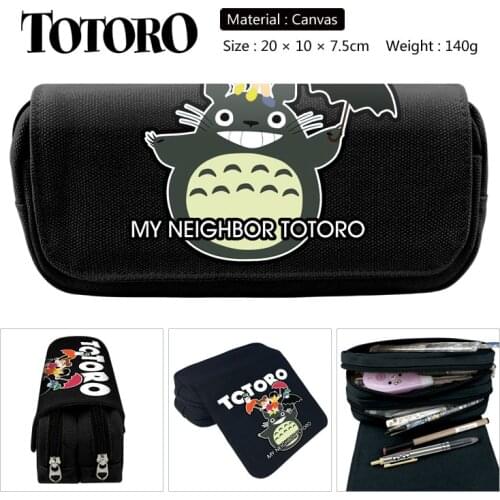 My Neighbor Totoro Pencil Case Bag Canvas Pen Bags Student Zipper Pencil Bag Multi-function Stationery Cosmetic Brush Bag
