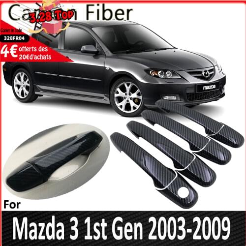 Black Carbon Fiber for Mazda 3 BK Sedan Hatch MPS 2004 2005 2006 2007 2008 2009 Door Handle Cover Refit Sticker Car Accessories