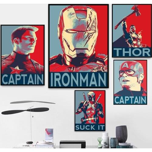 Marvel Avengers Color Poster Superheroes Canvas Painting Abstract Captain America and Thor Print Wall Art Home Decor Wall Decor