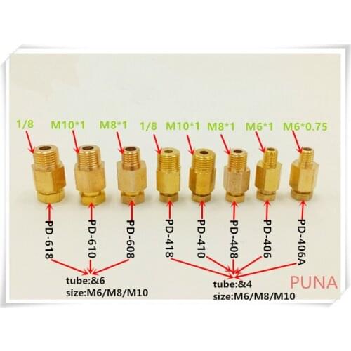 4mm tube fitting 1/8" male thread/9.5mm female thread Straight adapter/adaptor PD-418 for lubrication system/CNC machine centre