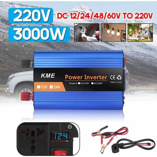 3000W Solar Inverte DC 12/24V to AC 220V Modified Sine Wave Inverter Voltage Transformer Converter LCD Display for Car Home