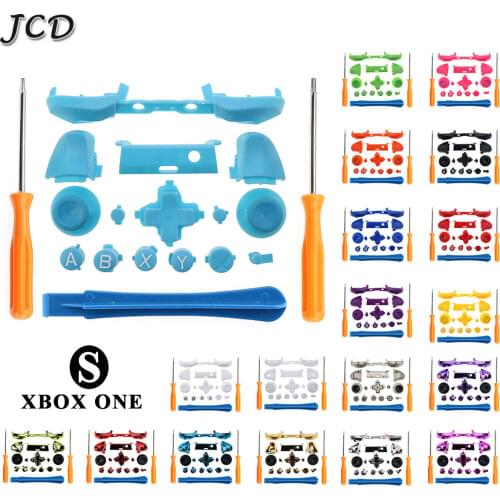 JCD Chrome RB LB Bumper RT LT Trigger Buttons Mod Kit W/ tools for Microsoft Xbox One S Slim Controller Analog Stick Dpad