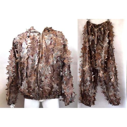 3D Red BANSHEETM Leaf Python Camouflage Fast Dry Ghillie Suit Jacket+Pants