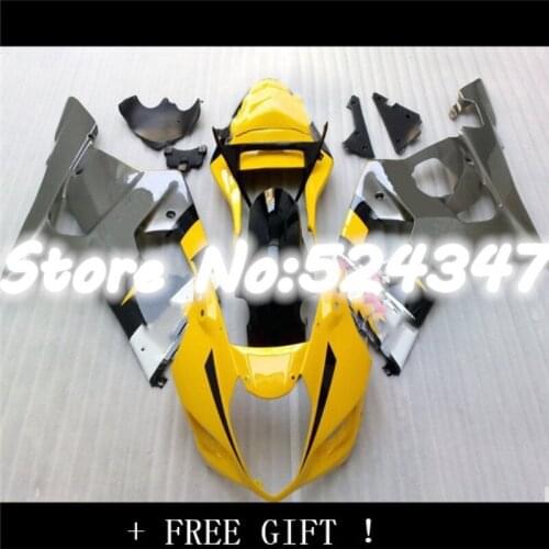 Custom Injection Mold Fairing Kit for GSXR1000 K3 03 04 GSXR 1000 2003 2004 ABS Yellow silver Bodywork