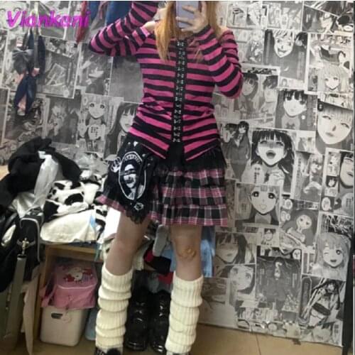 Red Goth Skirt Girl 2021 Original Design Punk Sweetheart Killer Pink Red Harajuki Plaid Cake Skirts Y2k Street Gothic Style