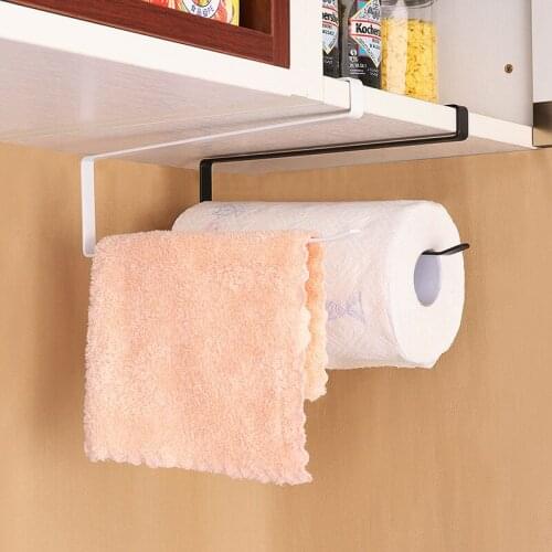 Kitchen Paper Towel Rack Wall-Mounted Roll Holder Rag Rack Cling Film Wrought Iron Storage Rack Cabinet Rack