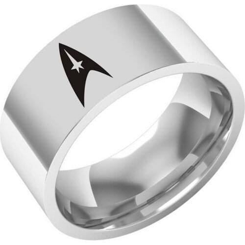 Fashion Star Trek Ring Anime Film Related Symbols Finger Ring Trendy Simple Titanium Steel Metal Jewelry Cute Fashion Gift