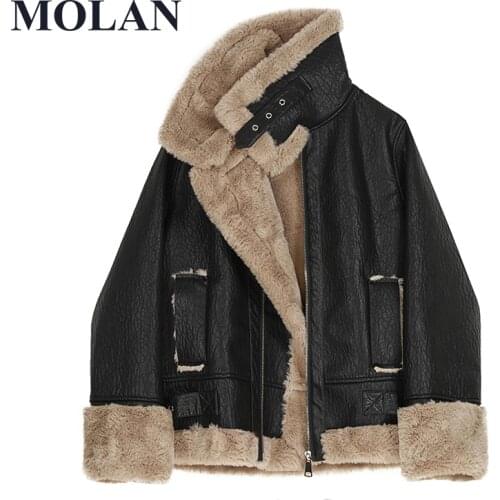 Женские кожаные куртки с мехом MOLAN China At AliExpress