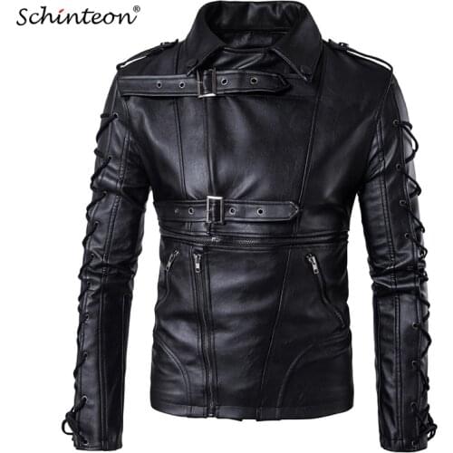 High Quality Soft PU Men Leather Jacket Outwear Zipper Drawstring Black Male Motorcycle Biker Coat M-5XL