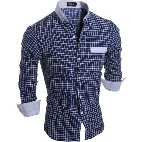 Camisa Masculina Fashion Men Shirt 2018 New Brand Casual Long-Sleeved Chemise Homme High Quality Slim Plaid Dress shirt XXL YJ