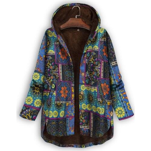 2021 New Winter Cotton Linen Plush Hooded Cotton Jacket Loose Medium Length Cotton Jacket For Women Em