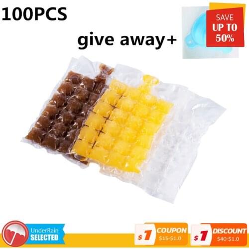 100 Pcs 24grid disposable ice-making bags Ice Cube Tray Mold Makes Glasses Ice Mould Gifts Tray Summer Drinking Tool